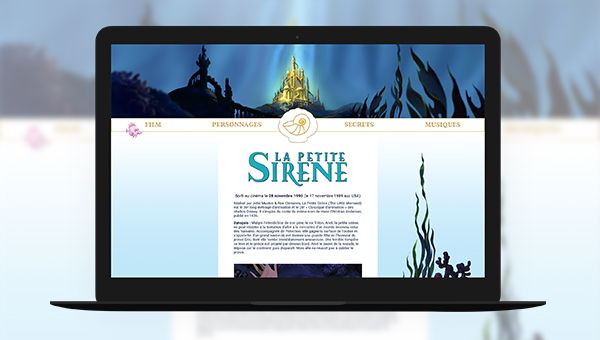 aperçu du site internet la petite sirène créé par romy cardon